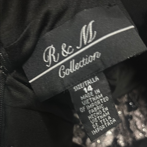 Black and Gray Fit and Flare Halter Prom Dress - Picture 5 of 5